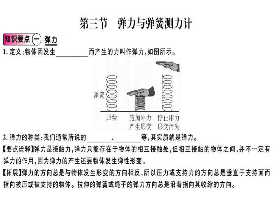 轻绳轻杆轻弹簧的弹力_研究弹簧弹力的大小_研究弹力与弹簧伸长的关系