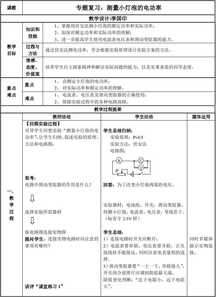 电功率教学设计及反思_电功率的教学反思_电功率教学反思人教版