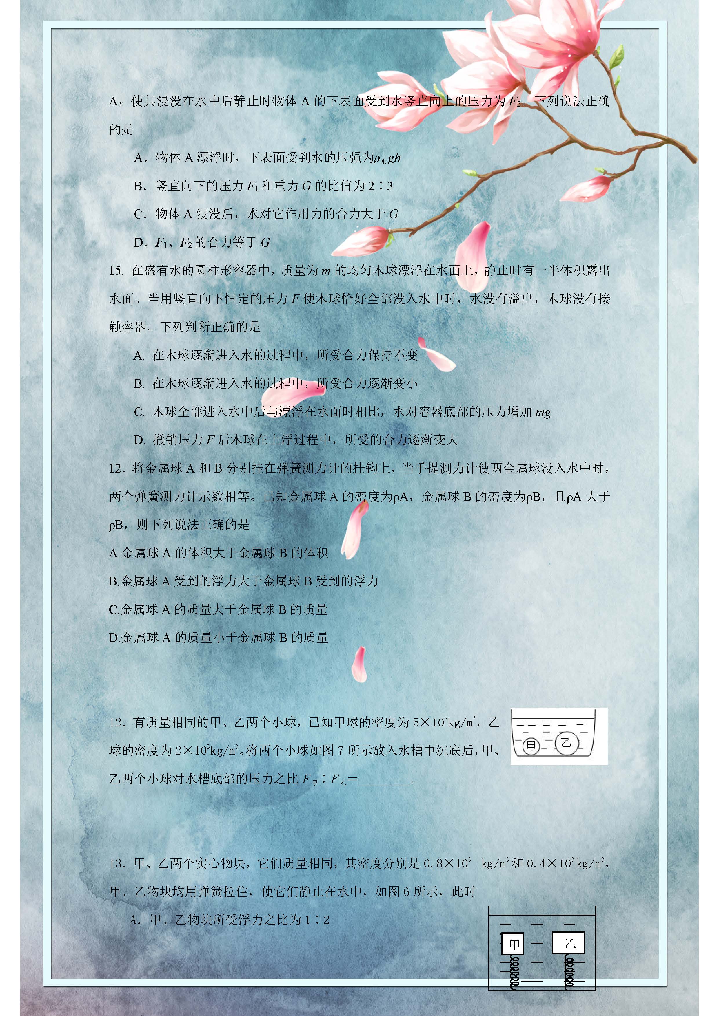 初中物理力学拔高题