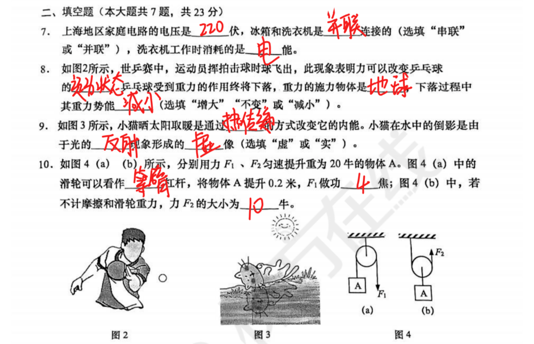 杨浦物理2024三模初中