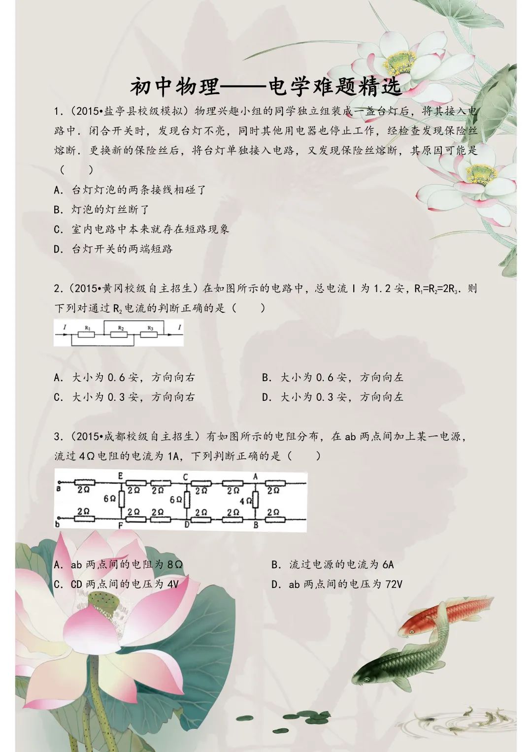 初中物理电学难题
