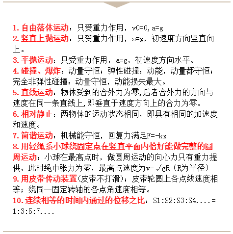 高中物理规律有哪些