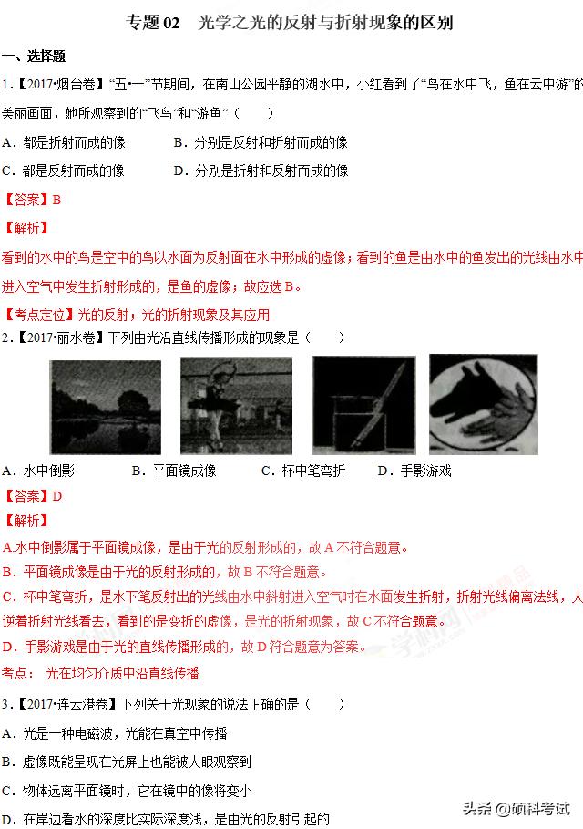 初中物理光学题
