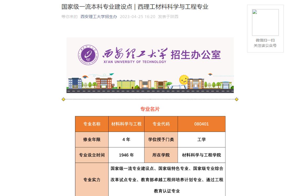 西安理工大学招生专业