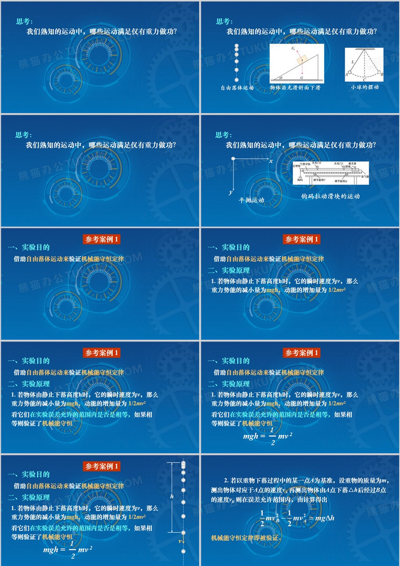 实验验证机械能守恒定律课件PPT模板no.2