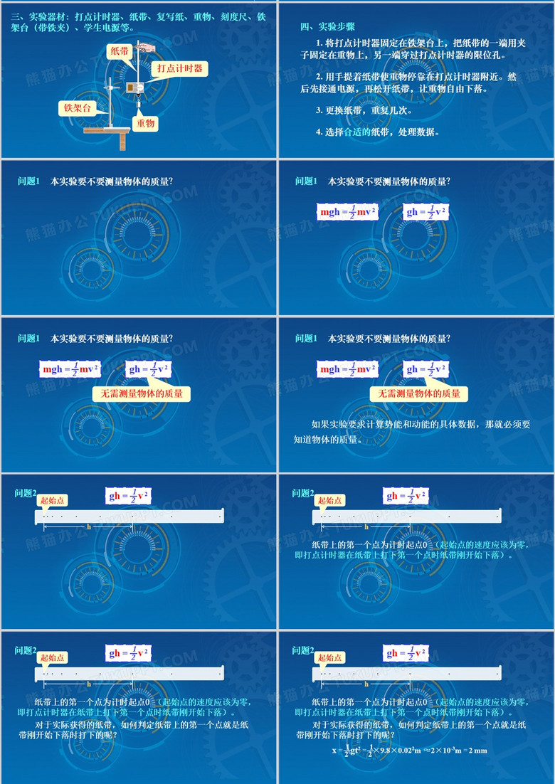 实验验证机械能守恒定律课件PPT模板no.3