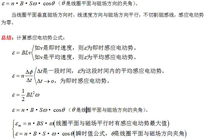 高中物理知识点：电磁感应